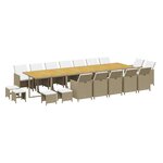 vidaXL Ensemble à manger de jardin coussins 19Pièces Beige Résine tressée