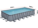 Piscine tubulaire grise - "LUDO 5" - 7.32 x 3.66 x 1.32 m - sans filtration