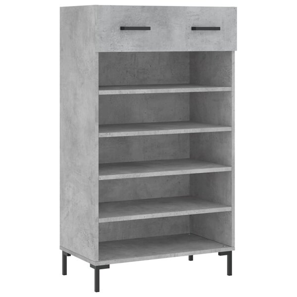 vidaXL Armoire à chaussures gris béton 60x35x105 cm bois d'ingénierie