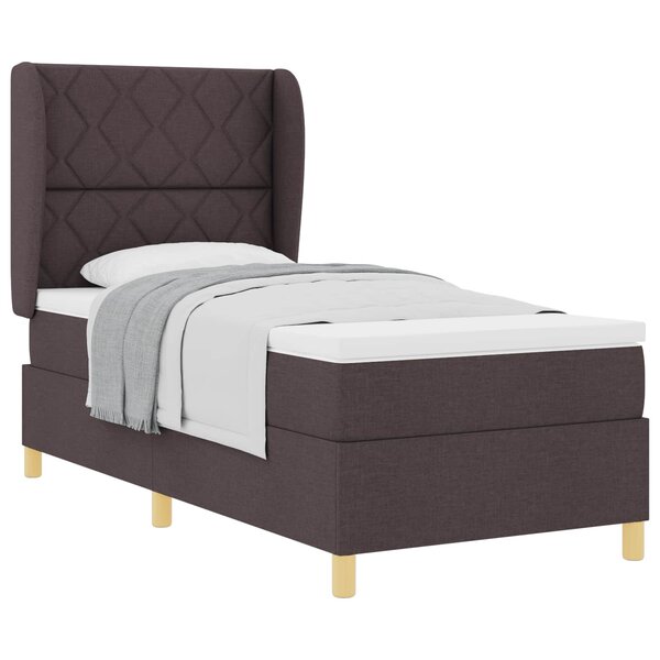 vidaXL Lit à ressorts avec matelas Marron foncé 200 x 100 cm tissu
