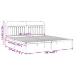vidaXL Cadre de lit métal sans matelas et tête de lit blanc 193x203 cm