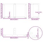 vidaXL Pieds de table basse en T  2 pièces  blanc  60 x 25 x (42-43) cm  acier