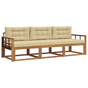 vidaXL Ensemble de canapés d'extérieur 3 Pièces Naturel et Beige