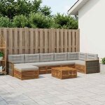vidaXL Ensemble de canapés d'extérieur 8 Pièces Naturel et gris clair