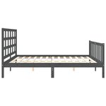 vidaXL Cadre de lit avec tête de lit gris 200x200 cm bois massif