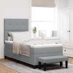 vidaXL Lit Box Spring avec Matelas & Banc Gris Clair 100x200 cm Tissu