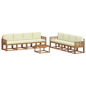 vidaXL Ensemble de canapés d'extérieur 9 pc Naturel et Crème