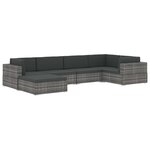 vidaXL Repose-pied sectionnel 1 pc avec coussin Résine tressée Gris
