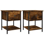 vidaXL Tables de chevet 2Pièces chêne fumé 34x35 5x45cm bois d’ingénierie