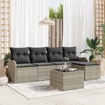 vidaXL Ensemble de canapé de jardin 6 Pièces Gris clair Poly rotin