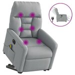 vidaXL Fauteuil inclinable de massage électrique Gris clair Tissu