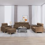 vidaXL Ensemble de canapés 4 Pièces avec coussins Marron Tissu