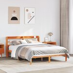 vidaXL Cadre de lit et tête de lit sans matelas cire marron 160x200 cm