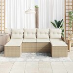 vidaXL Ensemble de canapé de jardin 6 Pièces Beige et blanc Poly rotin