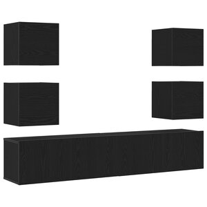vidaXL Set de 6 Meubles TV Chêne Noir Bois Reconstitué
