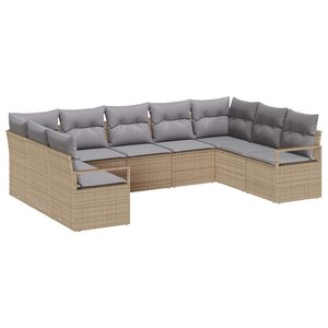 vidaXL Ensemble de canapé de jardin 9 Pièces Beige Poly rotin