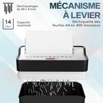 Destructeur de Documents 14L- ACROPAQ- Coupe Croisée- Broyeur Papier 6 Feuilles- Niveau Sécurité P4- Arrêt Automatique
