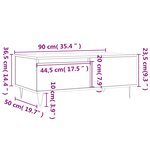 vidaXL Table basse Chêne sonoma 90x50x36 5 cm Bois d'ingénierie