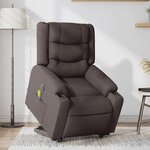 vidaXL Fauteuil inclinable de massage électrique Marron foncé Tissu