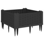 vidaXL Jardinière avec piquets noir 42 5x42 5x28 5 cm PP