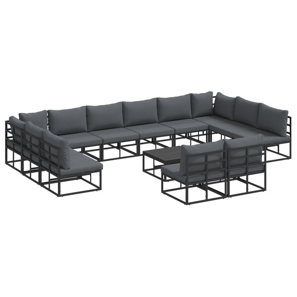 vidaXL Ensemble de canapé de jardin 13 Pièces Noir 70 x 70 x 32 cm