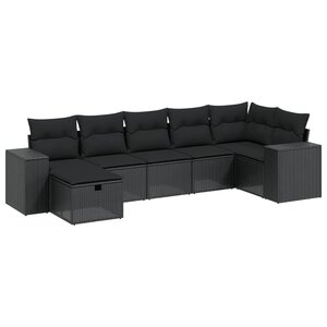 vidaXL Salon de jardin 8 Pièces avec coussins noir résine tressée