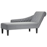 vidaXL Fauteuil long avec coussin et accoudoir droit gris clair tissu