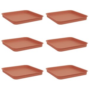 vidaXL Plateau carré à fleurs 6 pc Rouge brique 21 x 21 x 2 cm
