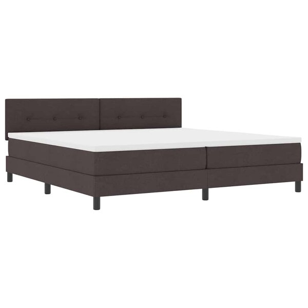 vidaXL Lit à ressorts avec matelas Marron foncé 200 x 200 cm tissu