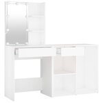 vidaXL Coiffeuse à LED avec armoire Blanc Bois d'ingénierie