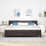 vidaXL Lit à ressorts avec matelas Marron foncé 200 x 200 cm Polyester