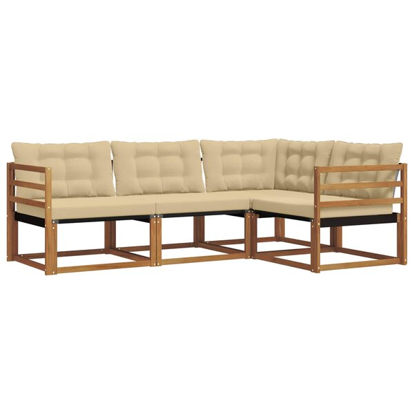 vidaXL Ensemble de canapés d'extérieur 4 pc Naturel et Beige