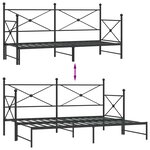 vidaXL Lit de jour avec gigogne sans matelas noir 90x200 cm acier