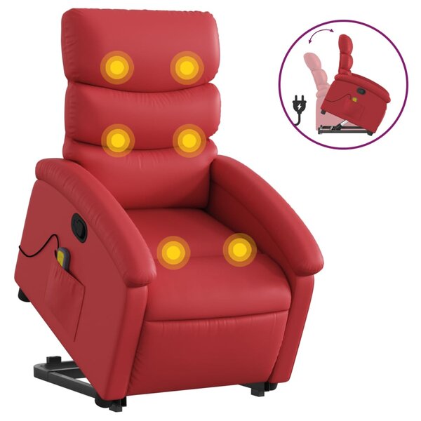 vidaXL Fauteuil inclinable de massage Rouge Similicuir