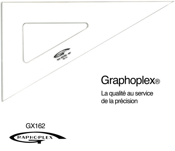 Equerre 60° 3 bords droits 28 cm