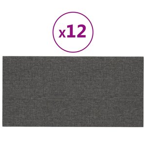 vidaXL Panneaux muraux 12 Pièces Gris foncé 30x15 cm Tissu 0 54 m²