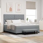 vidaXL Lit à ressorts avec matelas Gris clair 180 x 200 cm tissu
