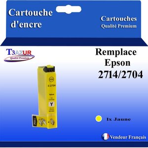 T3AZUR - Cartouche Compatible avec Epson WorkForce WF-3620DWF WF-3640DTWF remplace Epson T27XL Jaune