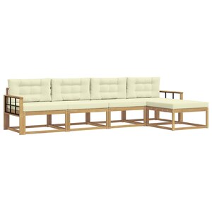 vidaXL Ensemble de canapés d'extérieur 4 Pièces Blanc et crème Polyester