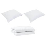 vidaXL Couette avec oreiller 3 Pièces Blanc 260 x 220 cm Microfibre