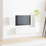 vidaXL Ensemble meuble TV Montage mural 4 Pièces Blanc Bois d'ingénierie