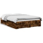 vidaXL Cadre de lit avec tiroirs sans matelas chêne fumé 135x190 cm