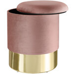 Tectake Pouf coffre de rangement aspect velours SARINA - rose
