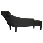 vidaXL Fauteuil long avec coussin et accoudoir droit noir tissu