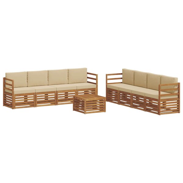 vidaXL Ensemble de canapés d'extérieur 9 pc Naturel et Beige