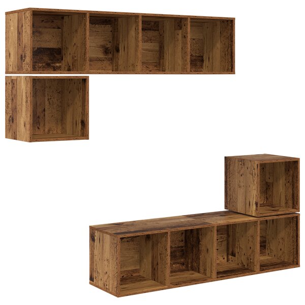 vidaXL Ensemble meuble TV 4 Pièces Vieux bois 37 x 37 x 142.5 cm