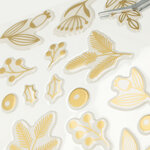 Stickers puffies - feuillages or