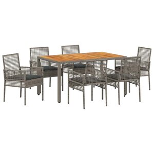vidaXL Ensemble de salle à manger pour jardin 7 Pièces Gris Poly rotin
