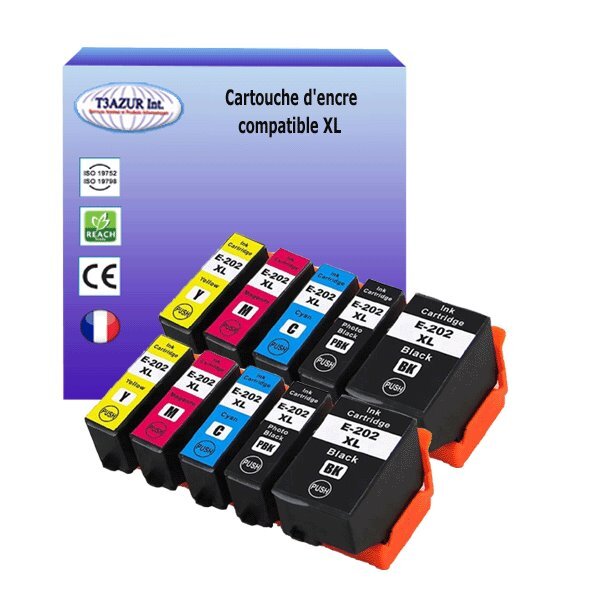 10 cartouches compatibles avec  epson 202 xl pour epson expression premium xp-6100  xp-6105