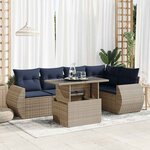 vidaXL Salon de jardin avec coussins 6 Pièces gris résine tressée acacia